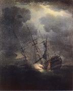 Monamy, Peter The Loss of H.M.S. Victory in a gale on 4 October 1744 Spain oil painting artist